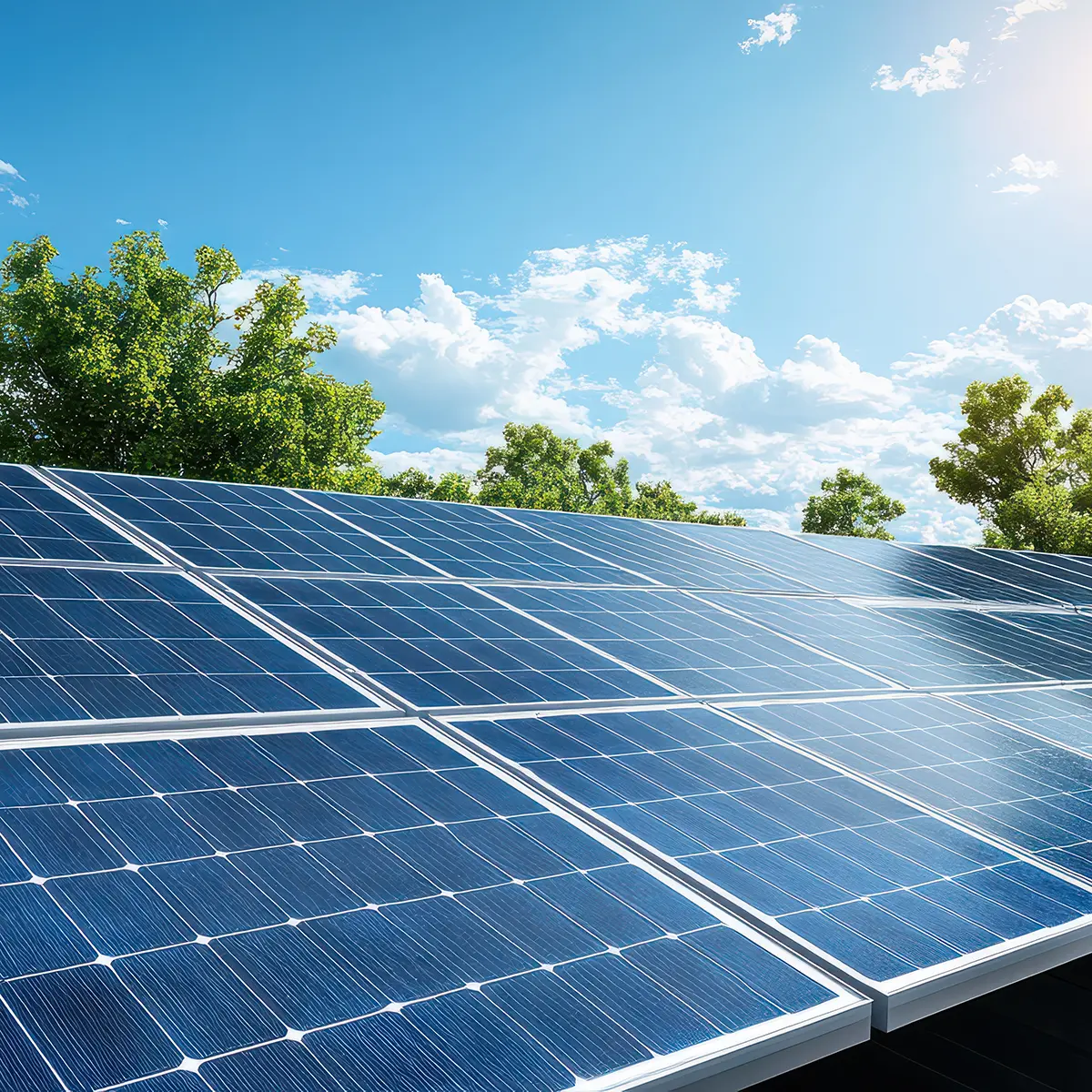 Solar panels installed on the company building roof